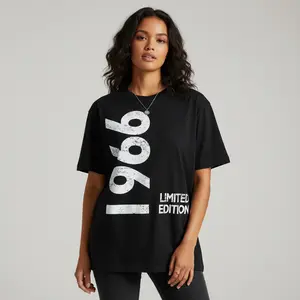 Women's 1966 Limited Edition Vintage-Inspired T-Shirt - Soft Breathable Knit Fabric, Bold Geometric Print, Machine Washable, All-Season Comfort Fit Casual Tee for Casual Attire Clothes  Streetwear Streetwear Streetwear Gamis