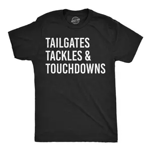 Mens Funny T Shirts Tailgates Tackles and Touchdowns Sarcastic Football Graphic Novelty Tee for Men Mens Funny T Shirts Cool Vintage Fashion T-Shirt Gift Classic Menswear Funny Football Short Sleeve Novelty Black -