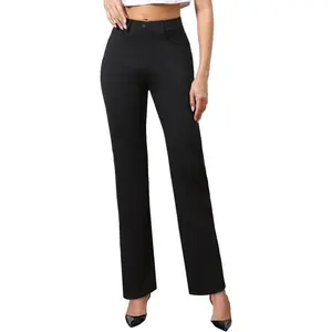 Women’s High-Waisted Dress Pants, Petite/Regular/Tall, Straight Leg, Pull-On, Office Work Slacks, 28"/29.5"/32"