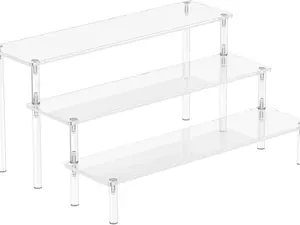 [New deal] Acrylic Display Risers, 3 Tier Perfume Organizer Stand, Cupcake Stand Holder, Large Shelf Risers for Figures, Dessert Shelves . Racks, Sturdy, Action Figures