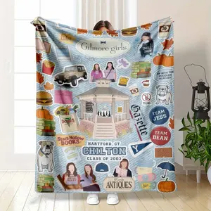 Gilmore Girls Flannel Blanket Stars Hollow Print Cozy Soft Warm Lightweight Reversible Throw for Bedroom Sofa Living Room Travel Gift Home Decor