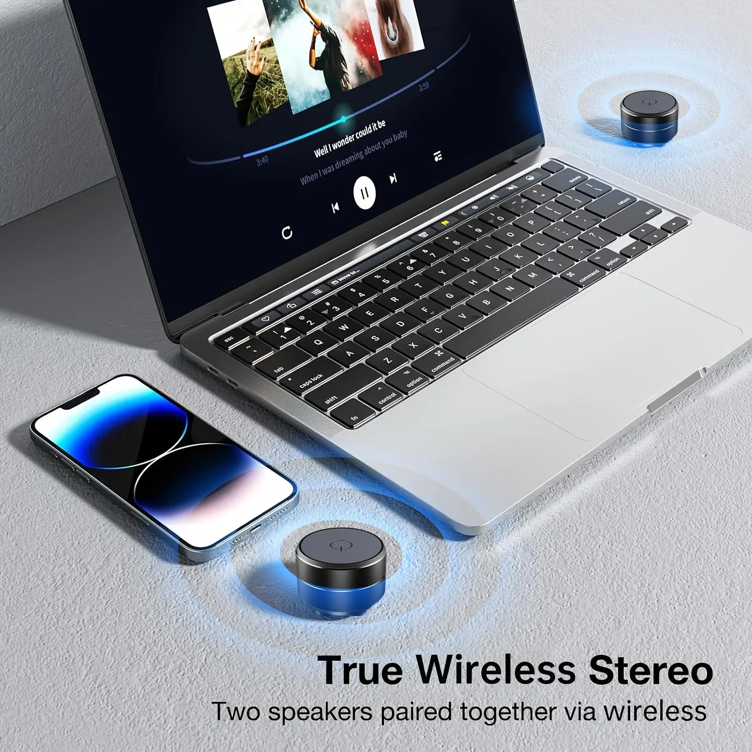 Portable Bone Conduction Speaker, USB-C Charging Wireless Speaker with Suction Cup, Compact Stereo Music Player with Button Control for on-the-Go Entertainment, Audio, Multifunctional Portable Speaker