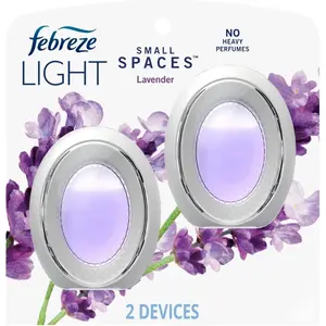 Febreze Small Spaces Air Freshener, Odor-Fighting, Plug In Alternative, Air Fresheners for Home and Bathroom and Kitchen, Closet Air Fresheners, Light Lavender Scent, 2 Count