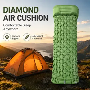 WKEFF Camping Sleeping Pad, Inflatable Sleeping Pad - Ultra-light Camping Mattress with Pillow, Built-in Foot Pump, Compact Inflatable Portable Mat, Suitable for Backpacking, Hiking, Road Trips, Beach and Tent Portable Camping Pad