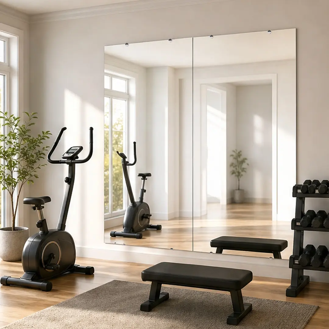 Full Length Gym Mirror 30x48 Inch Wall Mounted Mirror for Home Gym Yoga Room Dance Studio Bedroom Dressing Room, Silver Frameless HD Glass Mirror, 2 Pack, Silver Color Options, Glass Material, Luxury/Modern Style, Product Dimensions: 60.00 W x