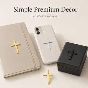 10PCS Inspirational 3D Metal Cross Sticker Decal, Jesus Christ Emblem for Laptop Notebook Phone Case Decoration, Religious Faith Gift for Catholic & Christian Friends Church Events
