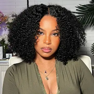 OQ HAIR M-Cap Kinky Curly Wear Go Wigs 9x6 HD Pre Cut Lace Bleached Knots Glueless Human Hair Wigs Pre-Plucked Natural Hairline With Invisible Knots Vocation Hair