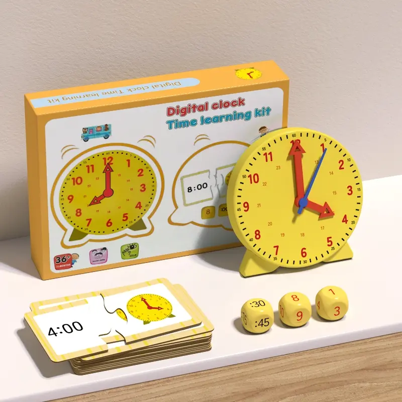 Time Recognition Clock Set, Montessori Educational Toy, Time Management Game, Ideal Gift for Kids, Wooden Material, Perfect for School & Home