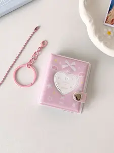 Mini 2 Inch Photo Album Keychain Holder, Holds 32 Photos, Heart Design, Perfect for Friends and Girls, Ideal Gift for Besties