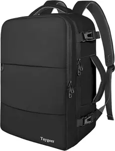 Travel Laptop Backpack for Men Women, Airplane Approved Travel Backpack Suitcase with Water Bottle Pocket, Lightweight College 35l Luggage Bag 15.6inch Laptop Mochila Gifts for Business,Black