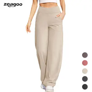 Zeagoo Yoga Sweatpants Women Loose Wide Leg Pants with Pockets High Waisted Sweatpants Stretch Casual Lounge Pants New Spring 2025 Fitness Trousers
