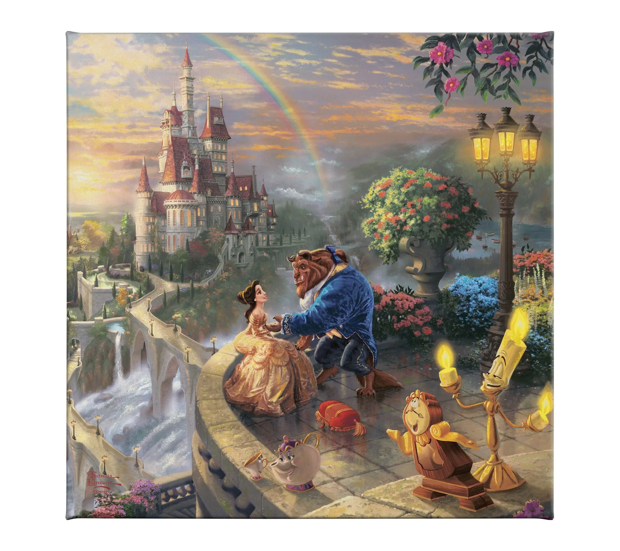 Thomas Kinkade Beauty & Beast Falling in Love 14x14GalleryWrap