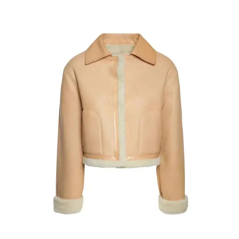 Women Bomber Aviator Shearling Jacket