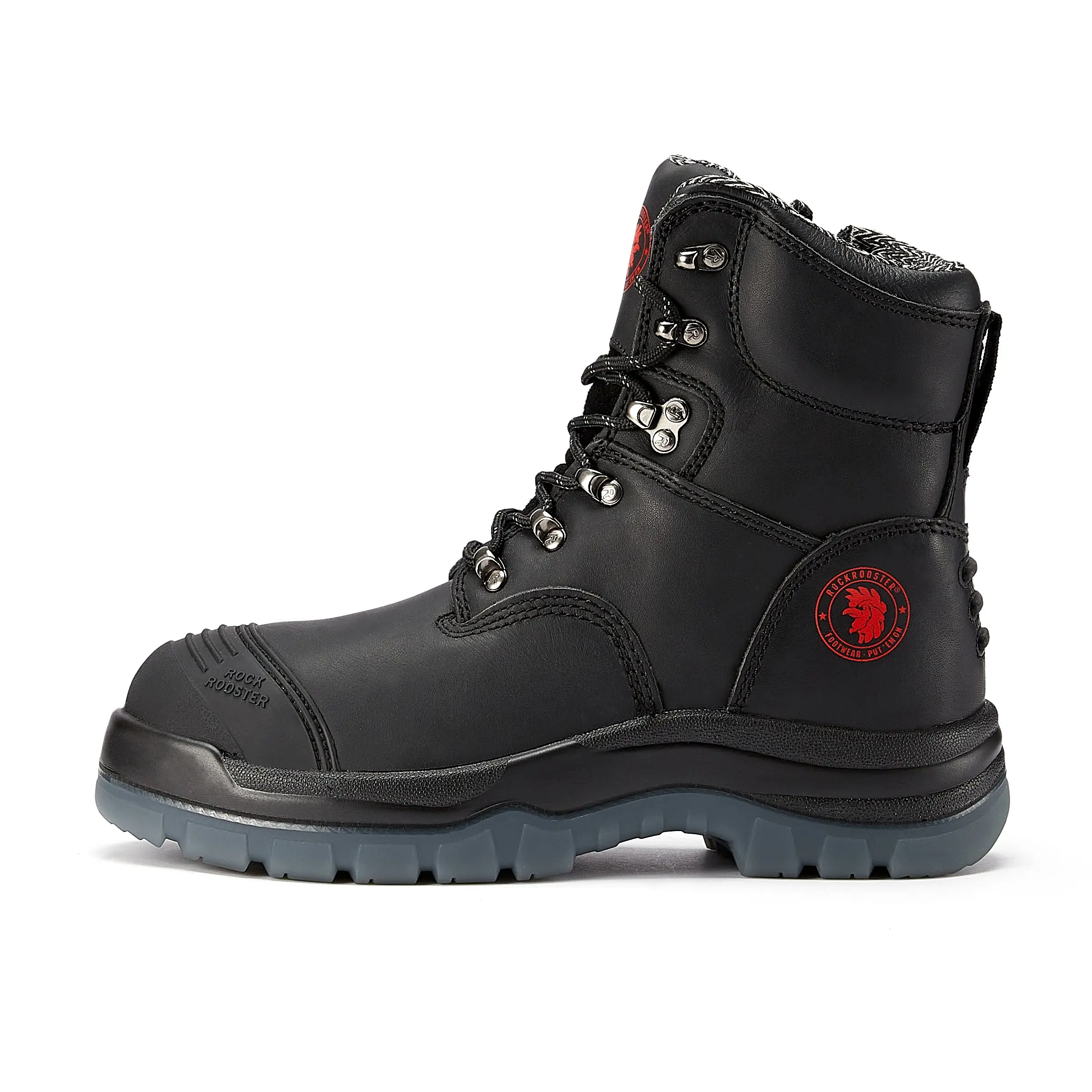 ROCKROOSTER Men's 7-in Steel Toe Work Boots - Leather, Side Zipper, Static Control, Breathable, Quick Dry Construction Mechanic Hiking/Hunting Work Safety Footwear AK245Z, Leather Upper
