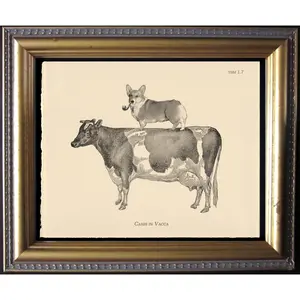 Corgi Riding Cow Vintage Collage Print dog art gift dog christmas gift for dog lovers gifts for boyfriends pet loss gifts for dog loss