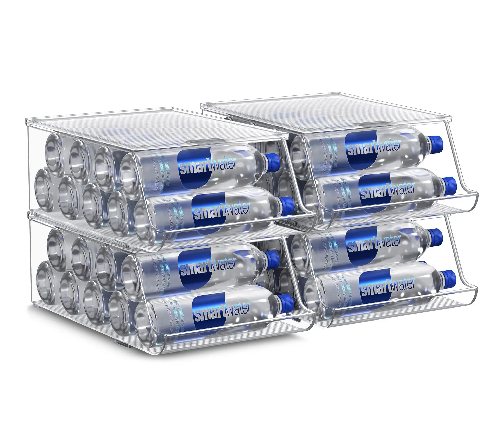 Sorbus Set of 4 Water Bottle Storage Organizer for Fridge with Lid
