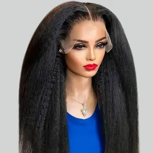 Bling Hair Kinky Straight Human Hair Wig For Women 13x6 Lace Front Wigs Human Hair Pre Plucked Yaki Straight Brazilian Human Hair Wigs