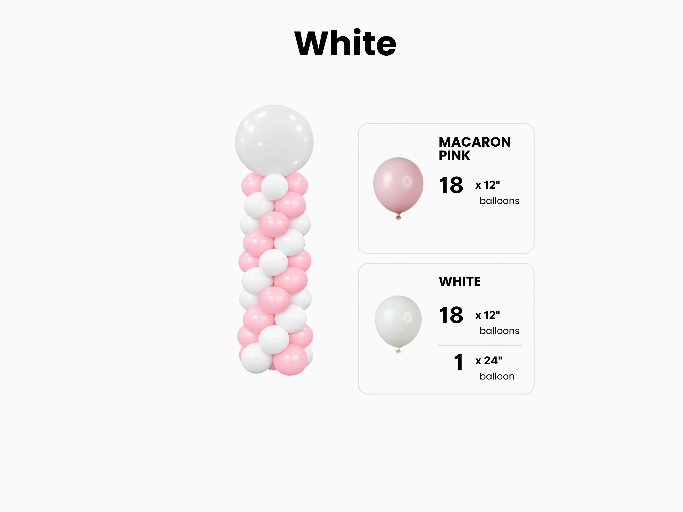 & White Balloon Column Set of 2 | Makes 2 x 7 ft Columns | Balloons Only