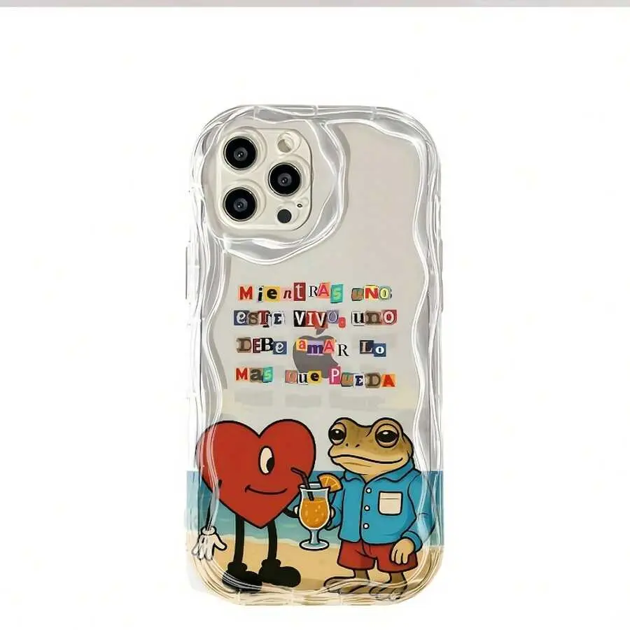 Fun Cartoon Bunny Love Art Phone Case - Anti-Drop Soft TPU Back Cover, Shockproof Cute Phone Accessories, Full Port Access, Multi-Model Fit for iPhone 17 Series, Christmas Gift for Casual Users