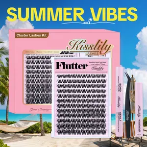 Flutter | Kisslily Volume Lashes DIY False Eyelashes for Bold Dramatic Look | Lyra style Lashes with Ultra-Dense,Invisible band,Waterproof，Long-Lasting for a Flawless,Volumious Look | Trendy&Must-Have Downy Lash Clusters #Summervibes