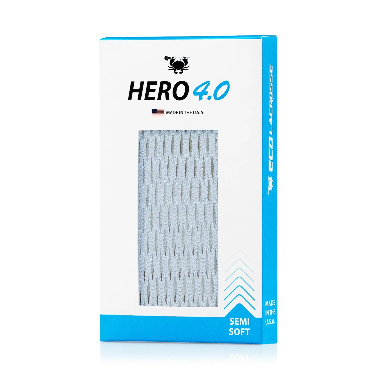 Hero 4.0 Lacrosse Mesh, Semi-Soft with Tri-Fiber Core, Texture Boosted for Enhanced Control and Consistency - Resists Bagging, Semisoft, Lightweight Feel, More Texture, Pocket Doesn't Weigh You Down, Mesh Fabric
