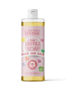 Brittanie's Dead Sea Salt Pure Castile Soap 32oz | All-Purpose Natural Multi-Purpose Cleaner | Face, Body Hair & Home | Plant-Based, Deep Cleaning, Refreshing Dead Sea Salt Glow | Family Made, Small Batch, USA Crafted