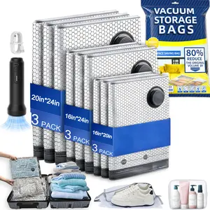 Cordless Travel Vacuum Compression Bag Set for Carry-On Suitcases (Electric Pump)Compressible Travel Bags, Vacuum Packing Kits, Luggage Packing Organiser