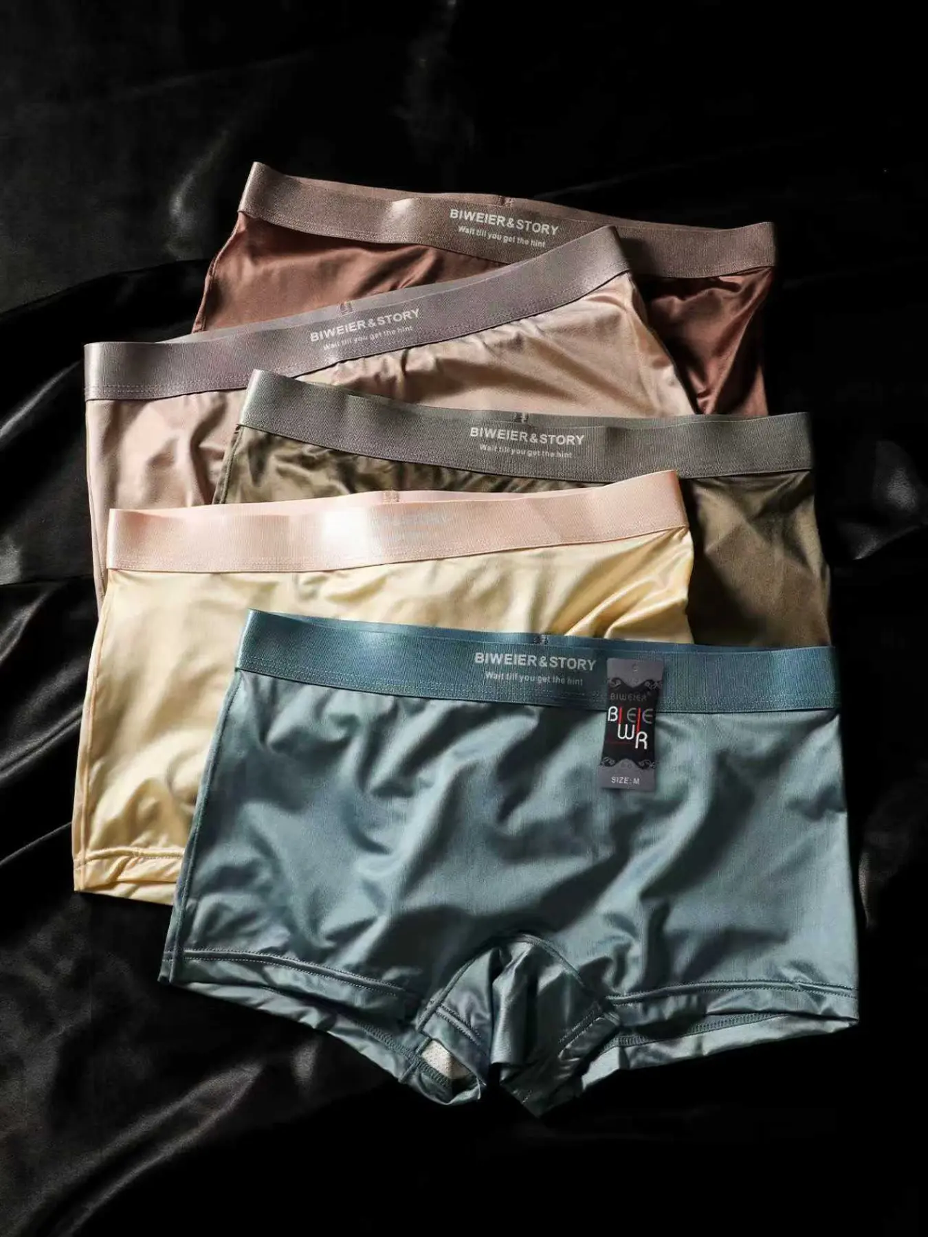 5 Pieces Biweier Satin Nylon Boxers, Panties, Casual Comfy Panty, Morandi Color Series, Breathable Fitted Casual Women's Underwear Shorts, Cool and Comfortable Lightweight Silk Feel for Home and Vacation