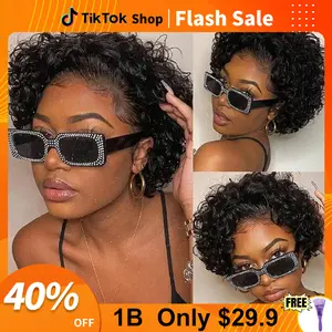 ROYAL IMPRESSION Hair Short Curly Pixie Cut Lace Front Wig 13X1 Hd Transparent Lace 180% Density Pre Plucked Natural Hairline for Black Women
