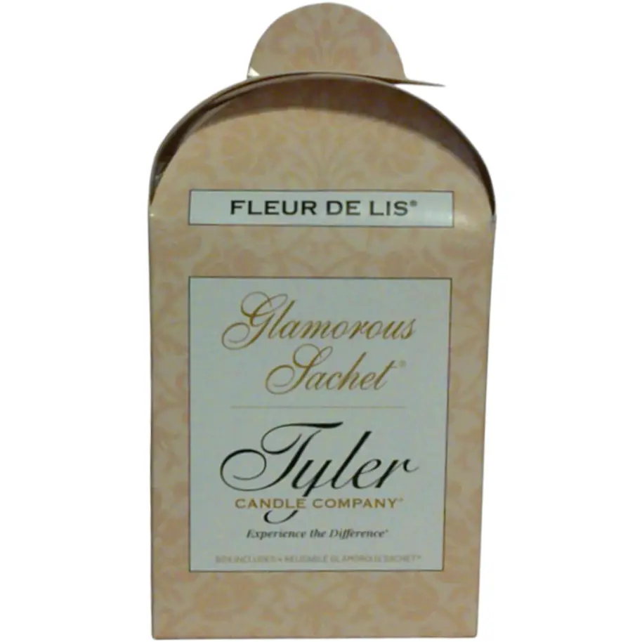 Tyler Candle Company Glamorous Fragrance Sachet Set of 4 - Exotic Tropical Fruity Fragrance Oil Aroma, Reusable All-Seasons Home Laundry Accessory for Drawers, with Fleur De Lis (Vacuum Cleaner Compatible)