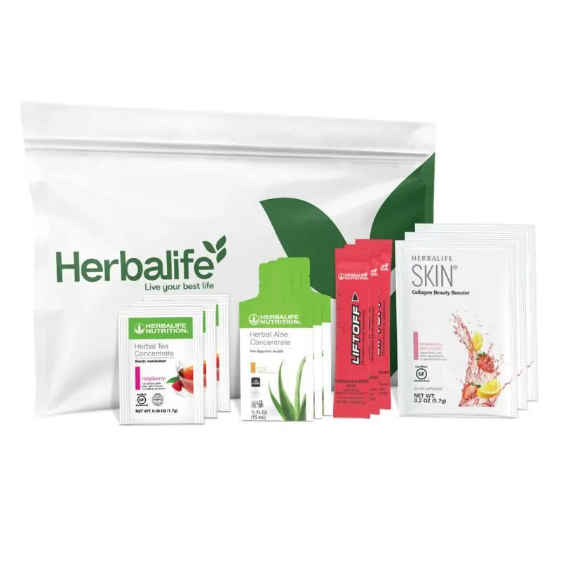 Herbalife Mega Tea Discovery Kit 3 Count, Herbal Tea Concentrate, Aloe Concentrate, Collagen Beauty Booster & Liftoff Variety Pack, 12 Total Servings, Travel-Friendly Ready-to-Mix Beverage, Vitamin Variety Pack, Daily Wellness