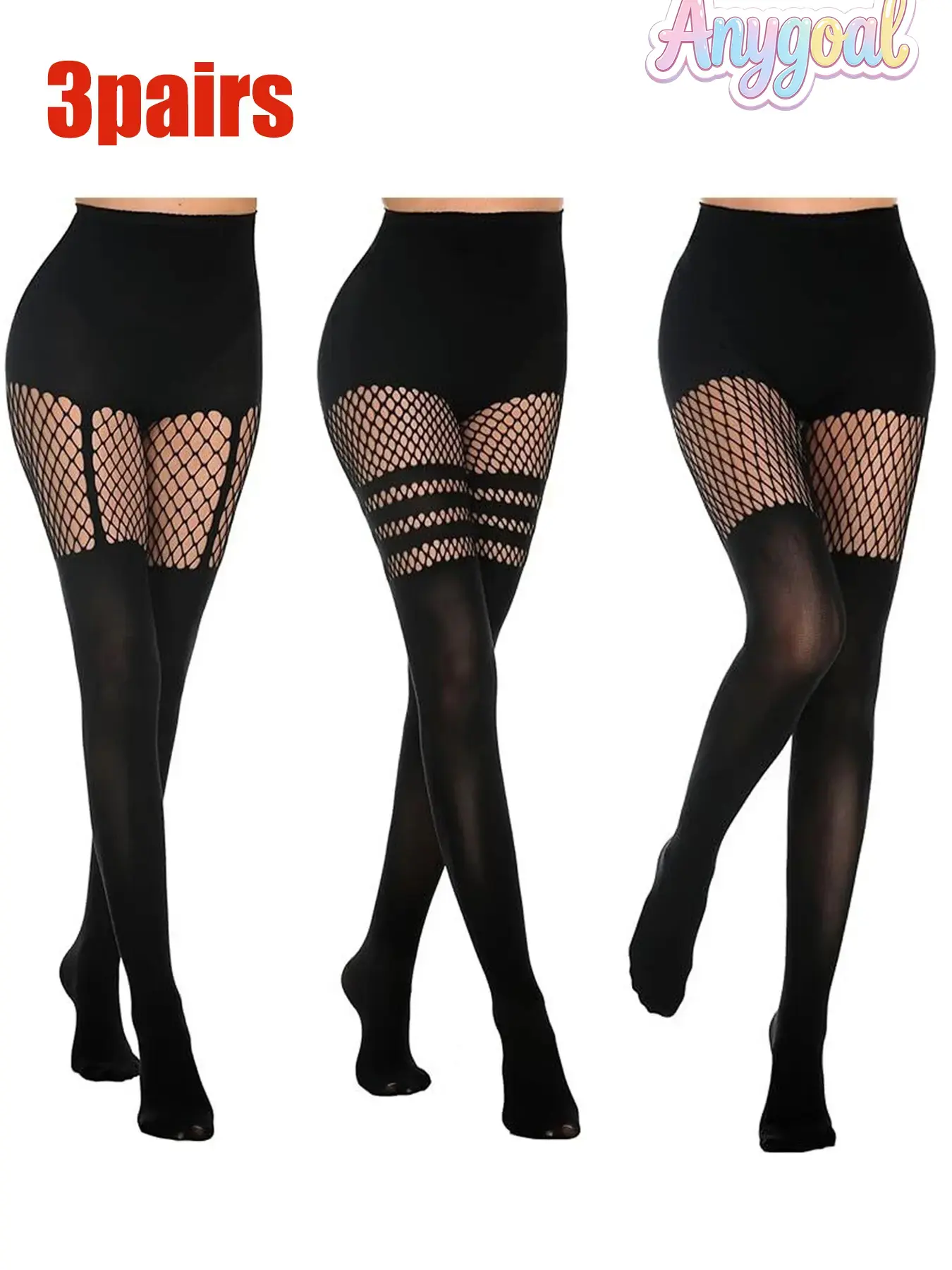 Anygoal Women's Goth Striped Faux Suspender Fishnet Tights,Sexy Tight-Fitting Strap Design  Mock Over The Knee Mesh Pantyhose, Form-Fitting High Elasticity Opaque Stitched Stockings For Daily Wear, Spring Fall  beach outfits summervibes,summerwins