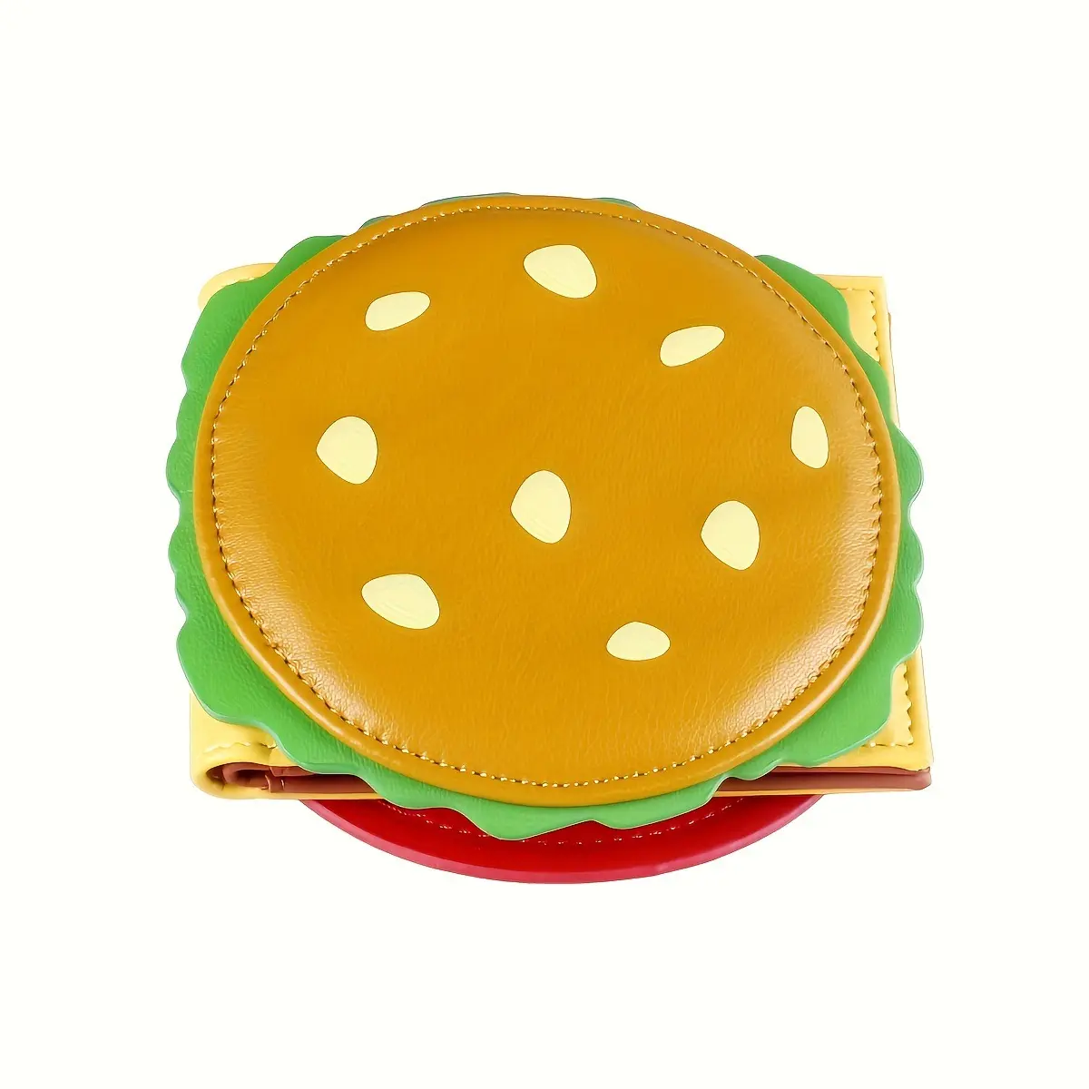Women's Cartoon Hamburger-Shaped PU Leather Wallet, RFID Anti-Theft Anti-Magnetic Wallet for Basketball-Football Enthusiasts, RFID Safe Accessory, Everyday Carry, Cartoons, Graphic, Multi-Compartment