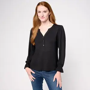 G by Giuliana Knit Top with Puff Sleeves