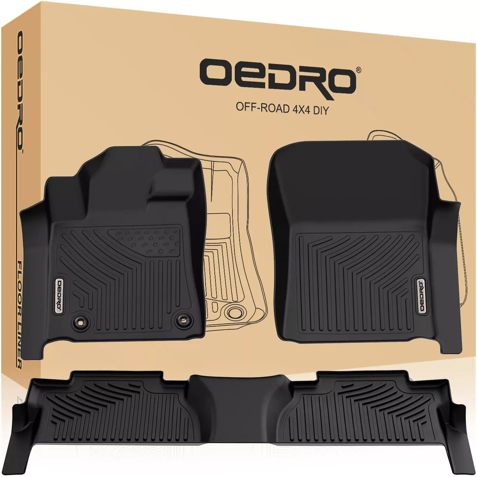 YITAMOTOR Floor Mats Fit for Toyota Tundra 2014-2021/2022-2024 CrewMax Cab/Double Cab, TPE All Weather Tundra Floor Liners Custom Fit 1st & 2nd Row Car Mats