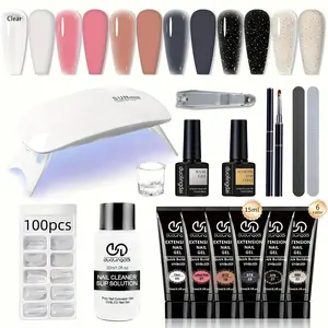 Poly Nail Gel Set,  Quick Build Acrylic Builder Gels in Assorted Colors, , Nail Designs|Glossy Finish Gels, Nail Tech Supplies Polish Clear French Gentle Glitter Metallic Polygel Salon Smooth  Manicure Durable Winter Cutics Uv affordable