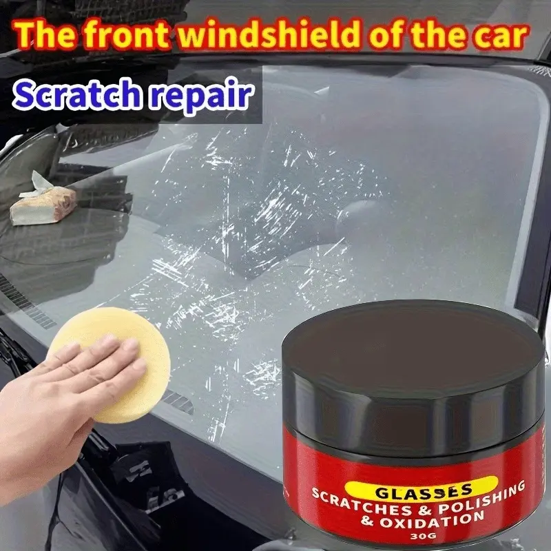 Glass scratch remover, Car care products, Quick repair scratch paste with cloth, Suitable for cars, mobile phones, No harmful chemicals, glass and non porous surface repair, windshield restoration, Windshield repair liquid, easy to use