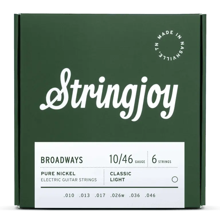Stringjoy 10-46 Classic Light Gauge Pure Nickel Electric Guitar Strings - Strong, Durable, Rich Tonal Character, Strong and Durable Build