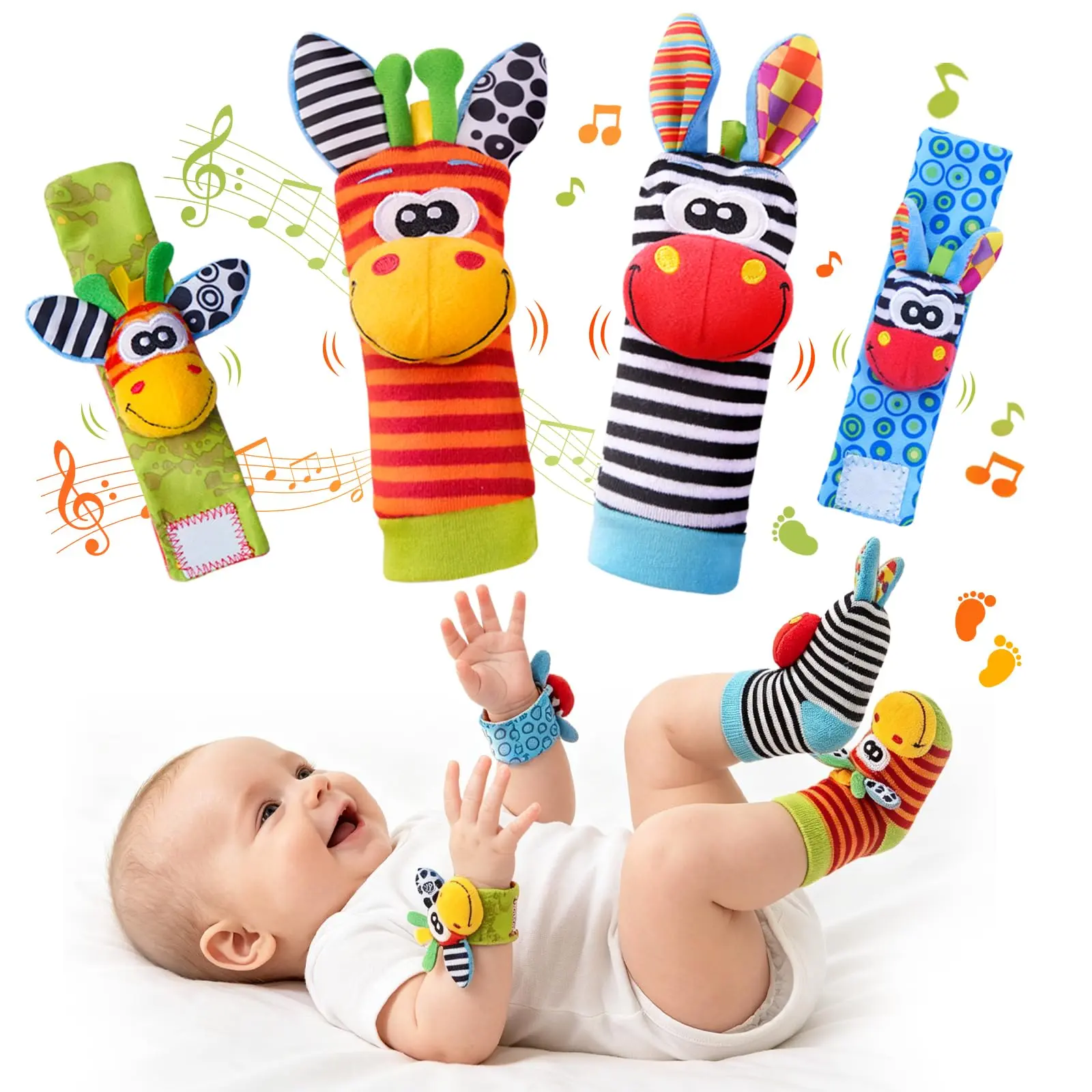 Baby Cartoon Animal Wrist Bell Socks New Set of Plush Toys with Bells Cute Comfortable Indoor Socks for Children Colorful Diverse Styles Gifts for Boys Girls Christmas Halloween Gifts