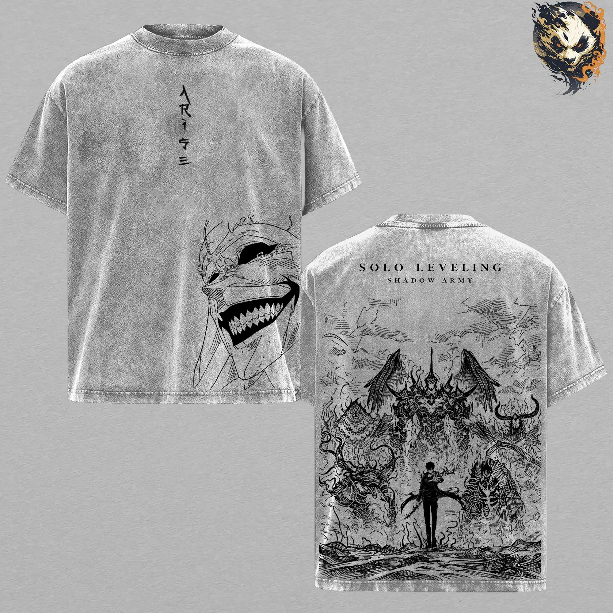 Solo Leveling Sung Jin Woo Shadow Army Anime Graphic Tee Vintage Washed Shirt Unisex Streetwear Solo Leveling Anime Shirt Shadow Monarch Tee Anime Clothing Gift for Anime Lovers Fans
