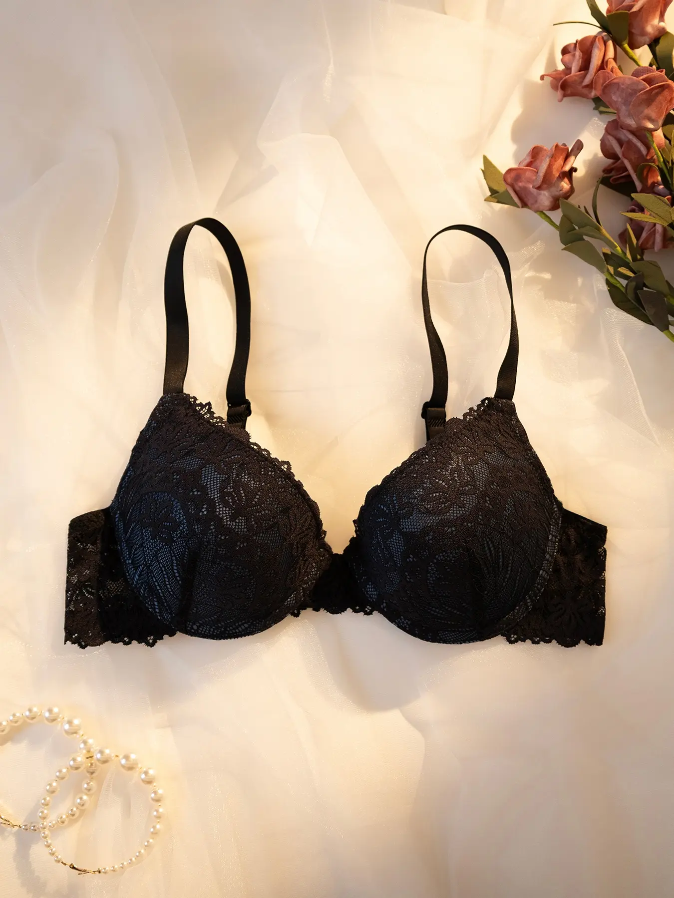 1 piece lace sexy women's bra, Strappy lace bra, everyday casual wear lingerie, underwire for lift and gathering, with hook-and-eye closure and adjustable straps, back design, comfortable, lightweight, breathable, Adjustable bras