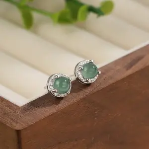 Natural Jade Stud Earrings 7mm , More Jewelry in Livestream, 7mm Green Jade Earrings for Women, Water Blue Jadeite Earrings Studs, Jade Jewelry for Women & Men, Earrings Gift for Birthday Anniversary