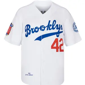 Men's 42 number baseball jersey Embroidery Robinson Blue White Baseball clothing breathable button closure high quality summer fall blue baseball jersey baseball jersey