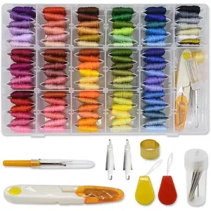 96 Color 100% Cotton Embroidery Floss Thread Kit with Floss Bobbins for Cross Stitch Bracelet Crafts