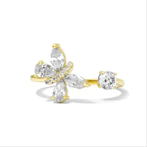 14k Gold Plated Adjustable Viady Butterfly Ring