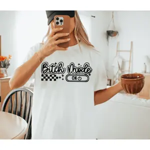 RTS BIT*H MODE ON CHECKER SINGLE COLOR BLACK SCREEN PRINT transfer ADULT 7X12 9-E