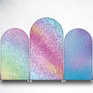 15-day 2D Flat Delivery Rainbow Glitter Gradient Arch Backdrop Cover for Birthday and Bachelorette Party