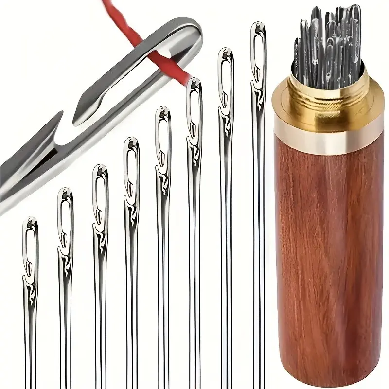 30-Piece Hand Sewing Needle Set with Storage Bottle, Thick Needle Tips for Leather, Fabric, DIY Crafts, Tailoring for Seniors, Sewing Supplies Crafts, Sewing Essentials, Needles for Hand Sewing