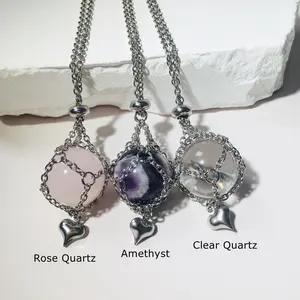 Heart Shaped Interchangeable Chain, Crystal Holder Necklace, Titanium Steel Crystal Holder Necklace