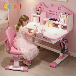 Bodoni Kids Study Desk Chair Set Height Adjustable with Tiltable Reading Stand LED Light & Extra Large Drawer for Children's Learning Ergonomic Design - Organizer